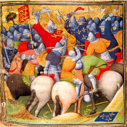 Bataille de Crécy (1346) illustration tirée des Chroniques de Jean Froissart.